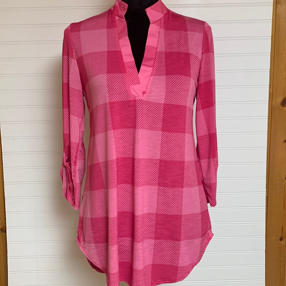 Vintage Bright Pink Gingham Top - Small - lightweight material